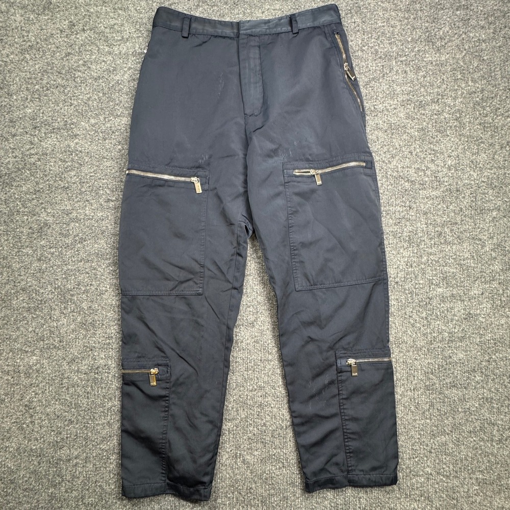 Dior Homme Cargo Flight‎ Pants Mens 48 Navy Blue Multi Zip  Hedi Slimane Archive